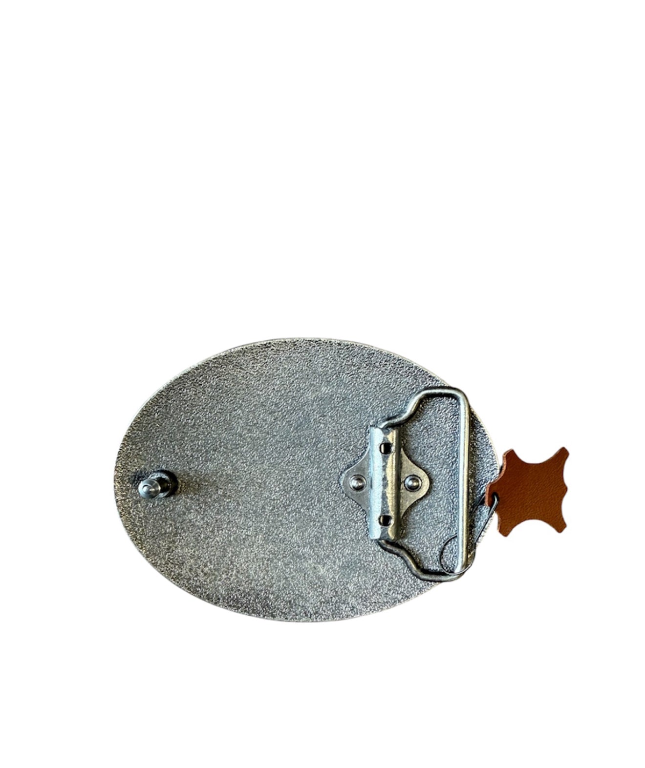 A8871 - Silver Antique Colour Western Buckle w Leather Tooled insert