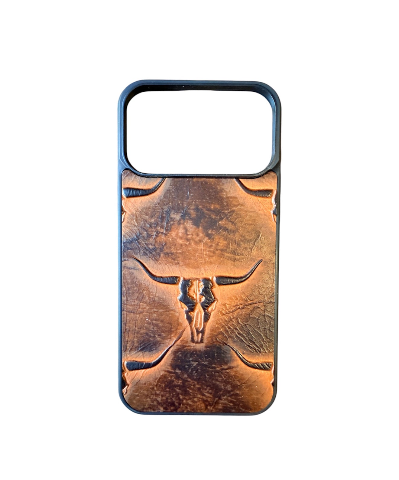 A8965 - IPhone 17 Pro Max Tooled Leather w Rubber Case - Rawhide Western Wear 