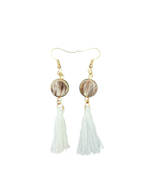 J7046C - Tassel Hide Fishhook Earrings
