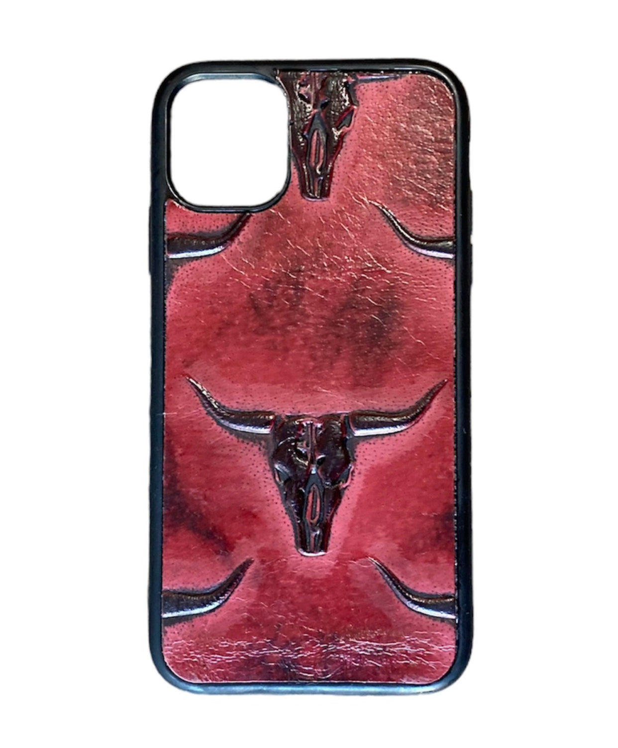 A8573 - IPhone 11 Pro Max Tooled Leather w Rubber Case