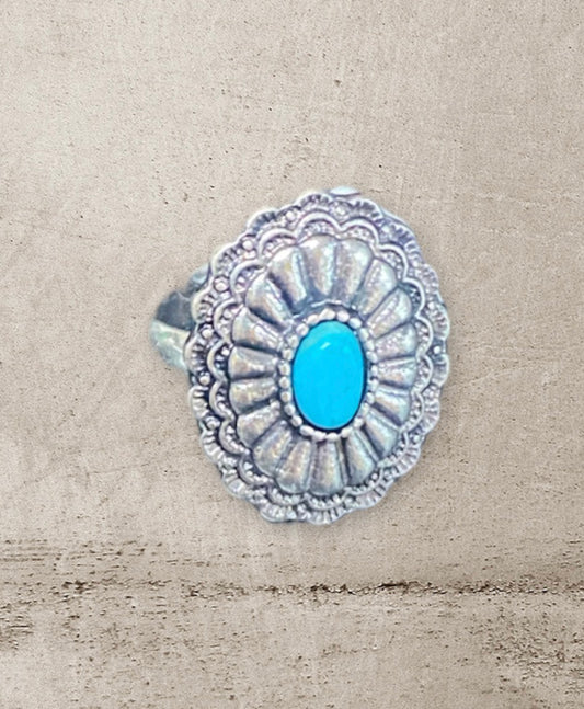 J6714 - Western Style Stone Cuff Ring