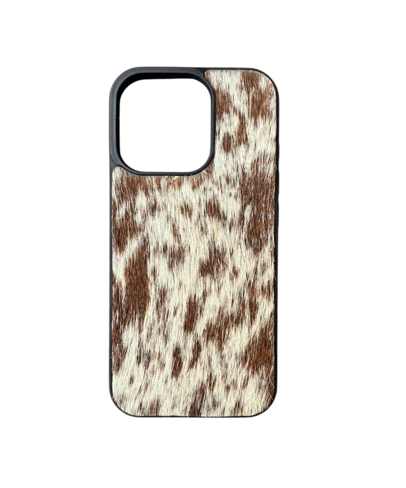 A8812 - IPhone 16 Pro Hair on Hide Leather w Rubber Case - Rawhide Western Wear 