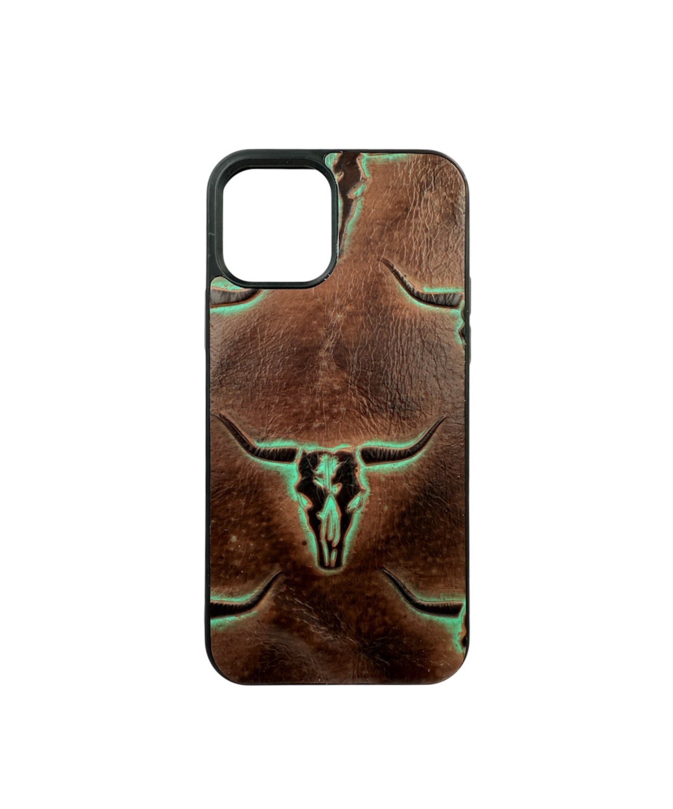 A8581 - IPhone 12/12Pro Tooled Leather w Rubber Case - Rawhide Western Wear 