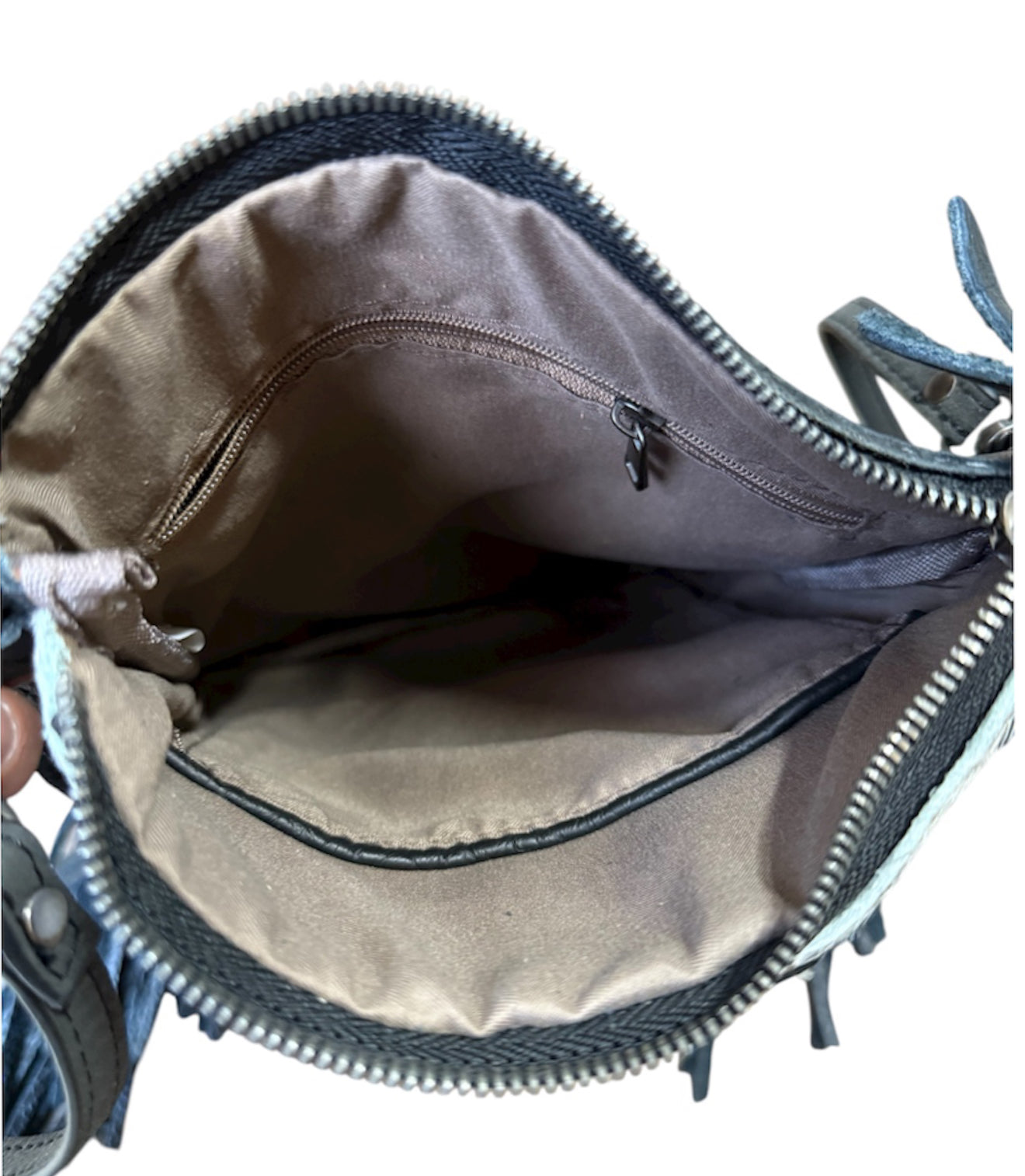 A8904C -  Genuine Leather Cowhide Fringe Crossbody