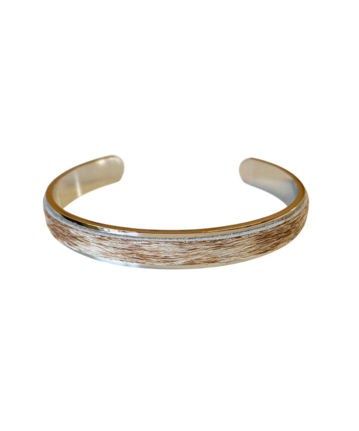 J6846 - Solid/Stainless Steel 3/4 Bangle Cowhide