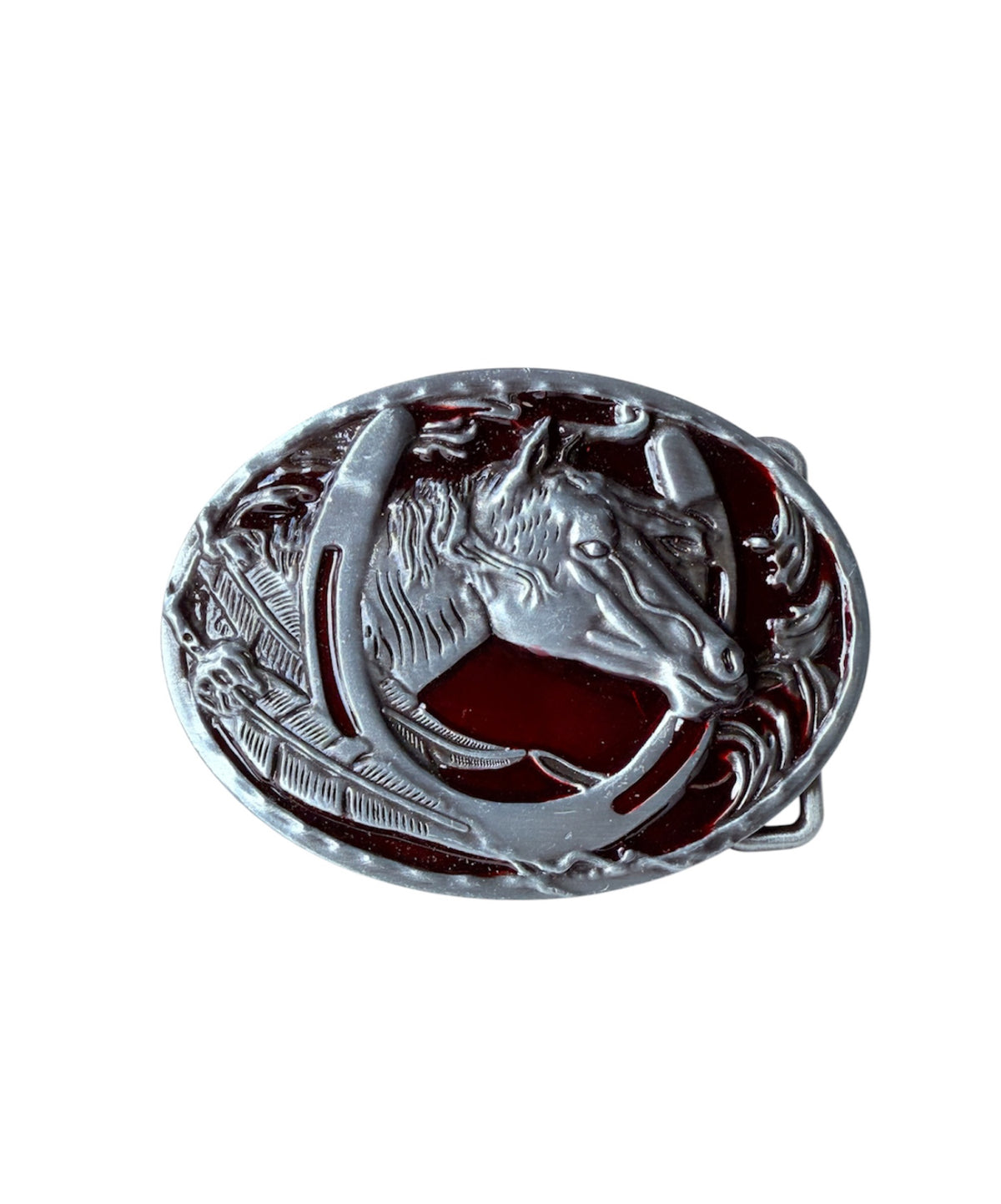 A8472 - Antique Silver Colour Horse Western Belt Buckle - Rawhide Western Wear 