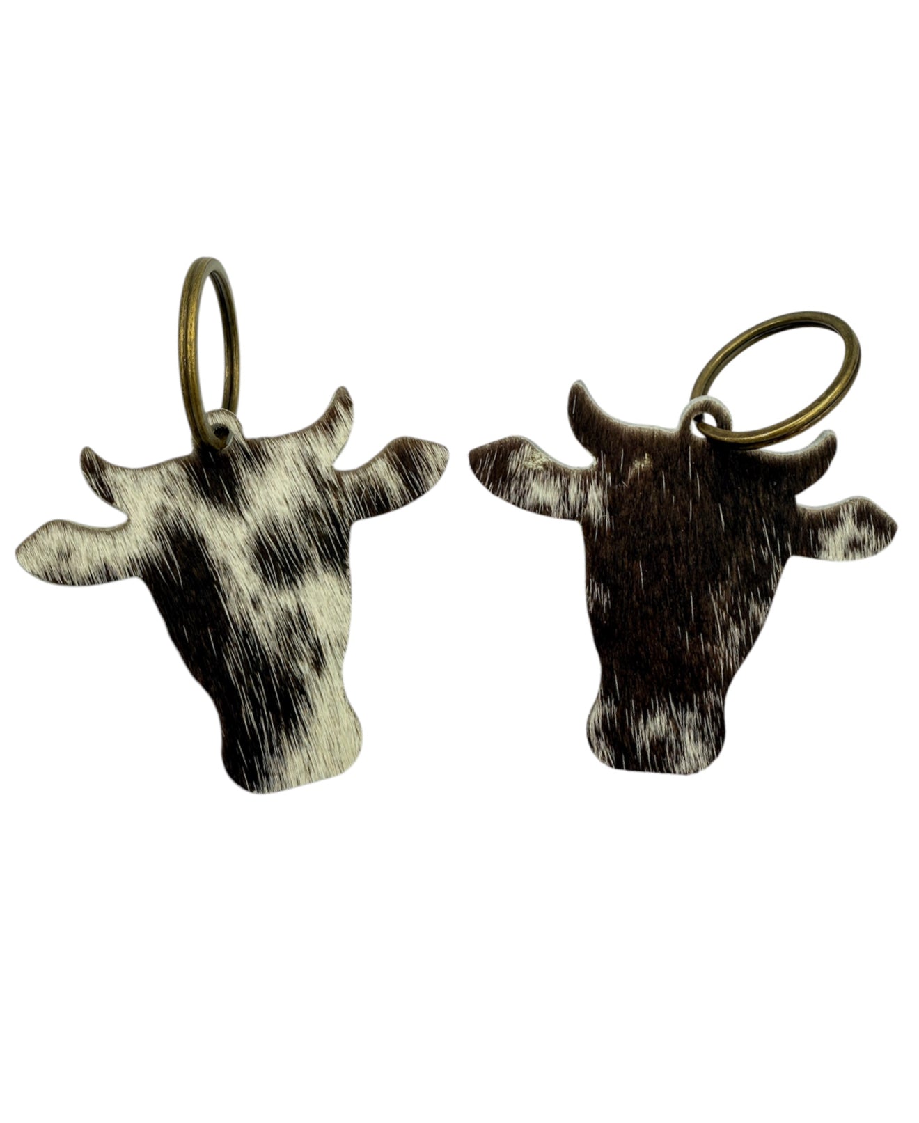 A8737 - Double Sided 100% Hair On Hide Leather Cow Keychain - Rawhide Western Wear 