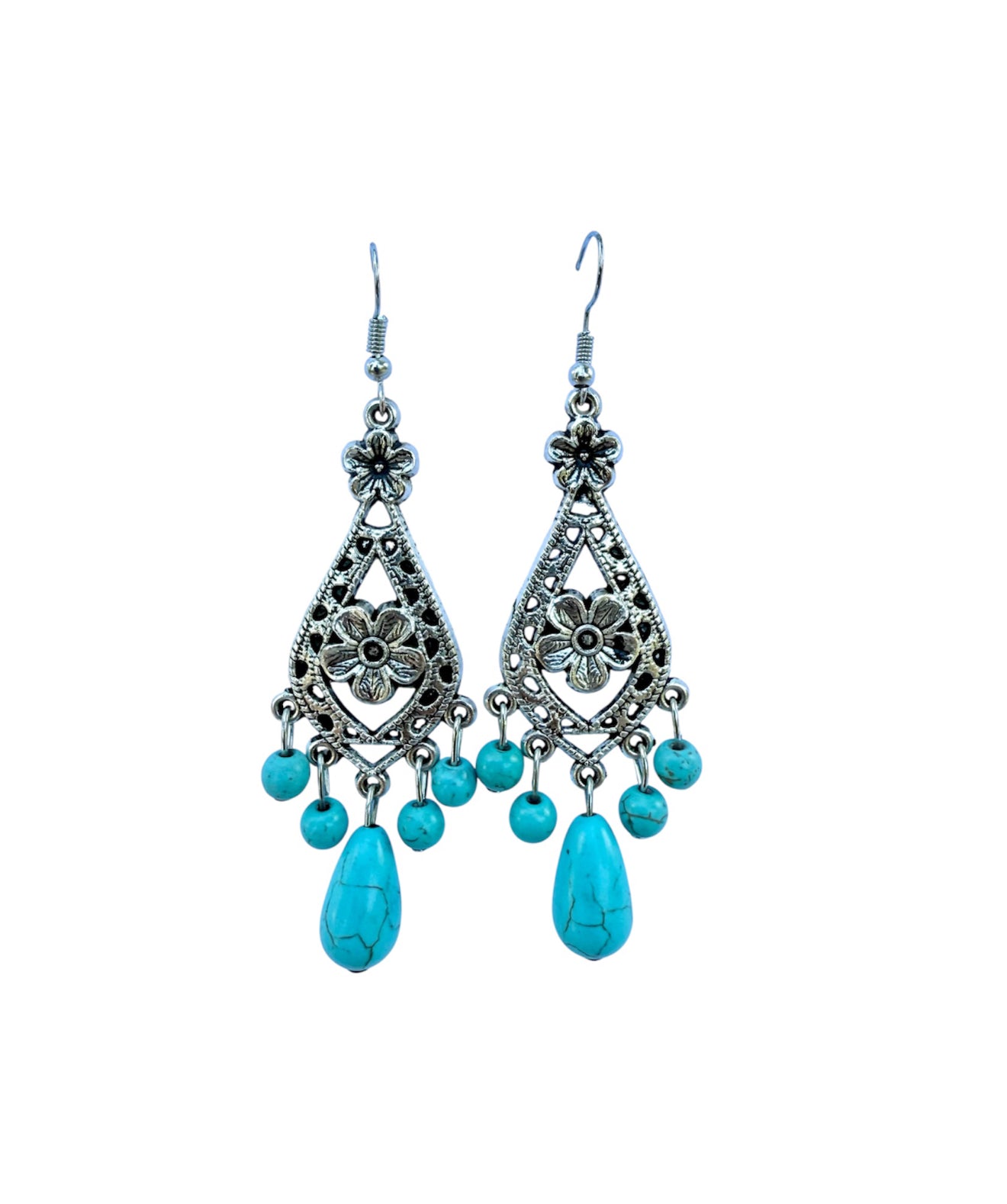 J7079 - Turquoise Colour Dangle Earrings