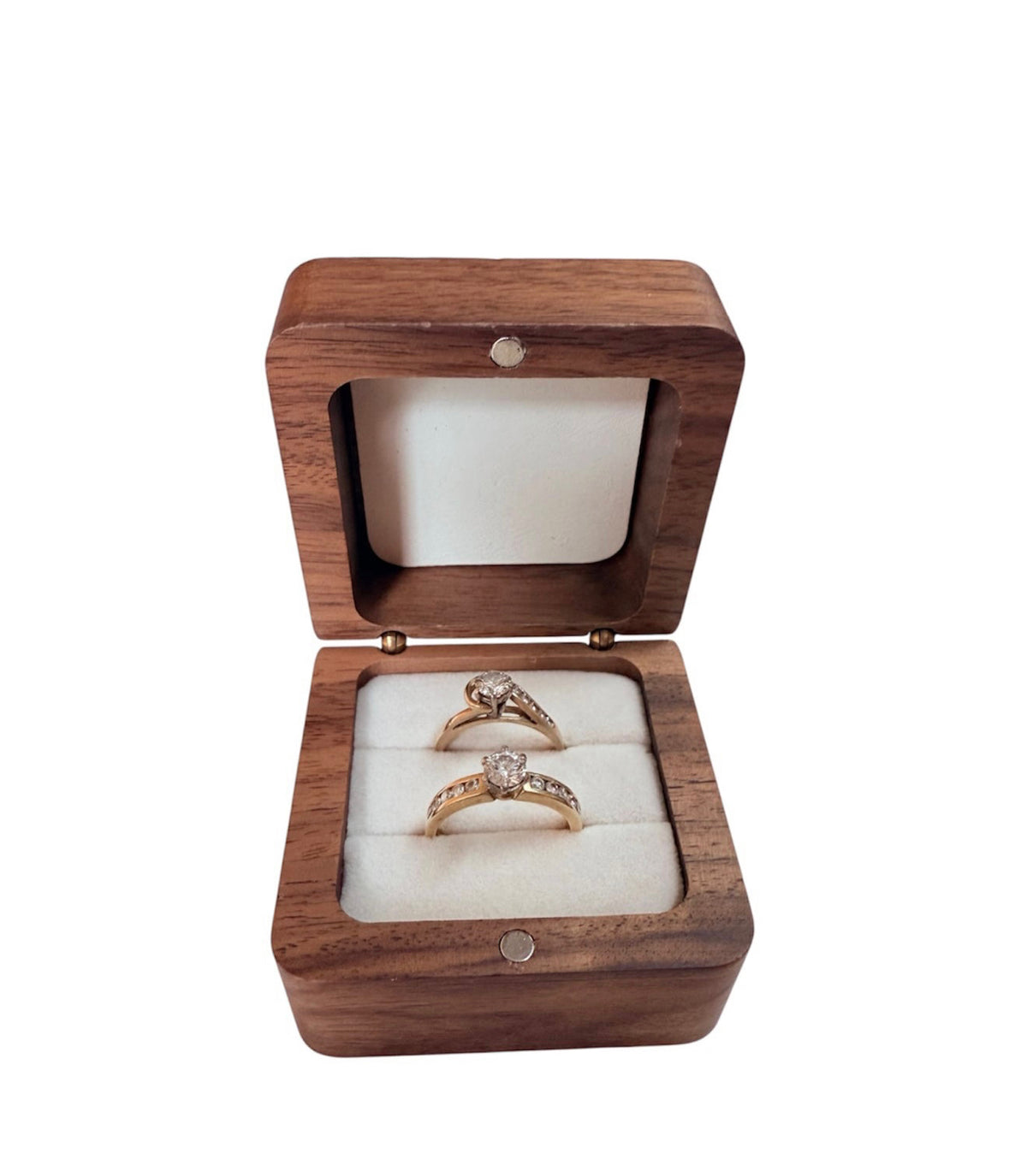 A8776  - 100% Hair On Hide Wooden 2 Ring Box - Rawhide Western Wear 