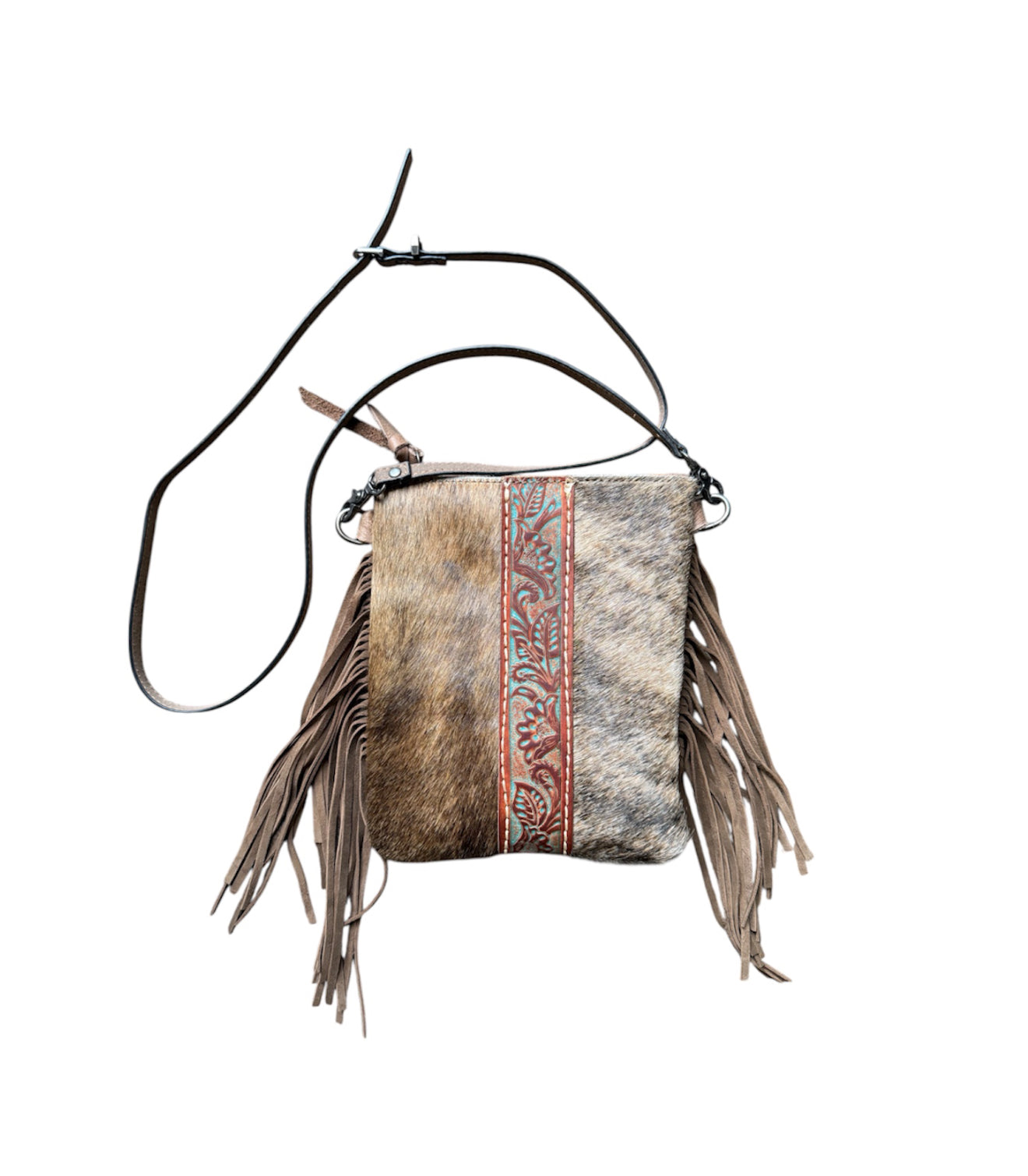 A8904 -  Genuine Leather Cowhide Fringe Crossbody