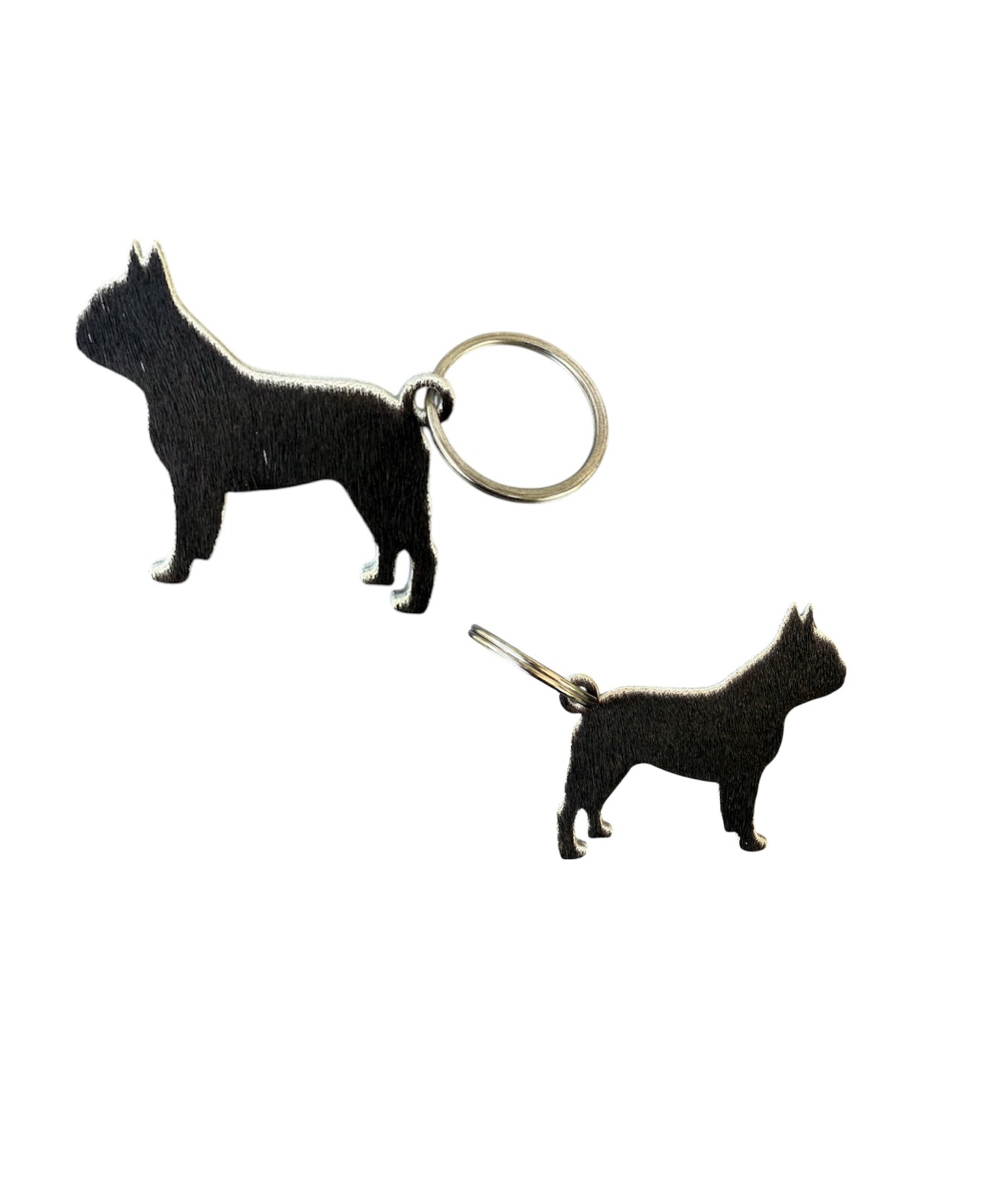 A7849 - Double Sided 100% Hair On Hide Leather Frenchie Keychain