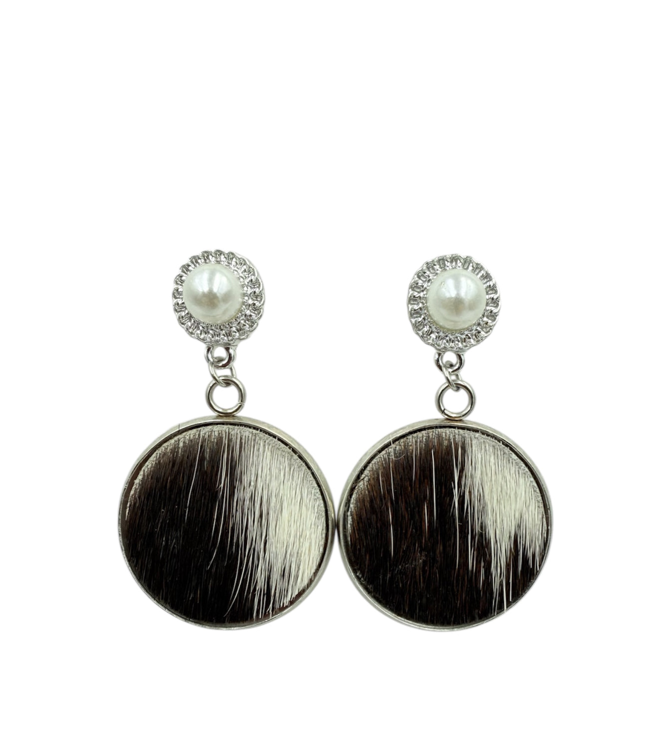 J7090 - 100% Hair on Hide Stud Dangle Earrings