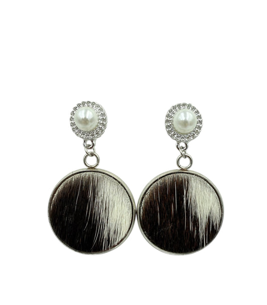 J7090 - 100% Hair on Hide Stud Dangle Earrings