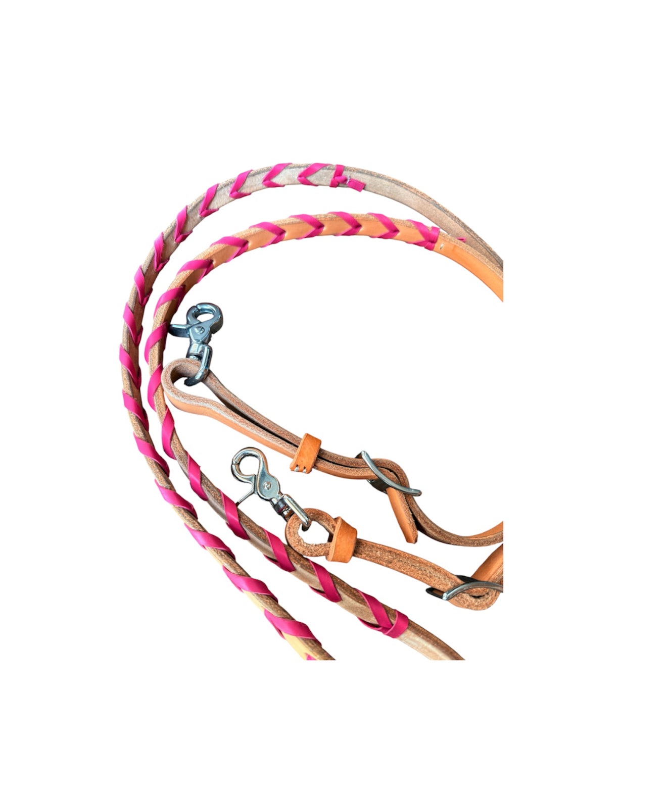 T5020HP  - Hot Pink Aust Made Laced Barrel Reins - Rawhide Western Wear 
