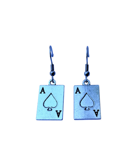 J6494 - Ace Playing Card Dangle Earrings