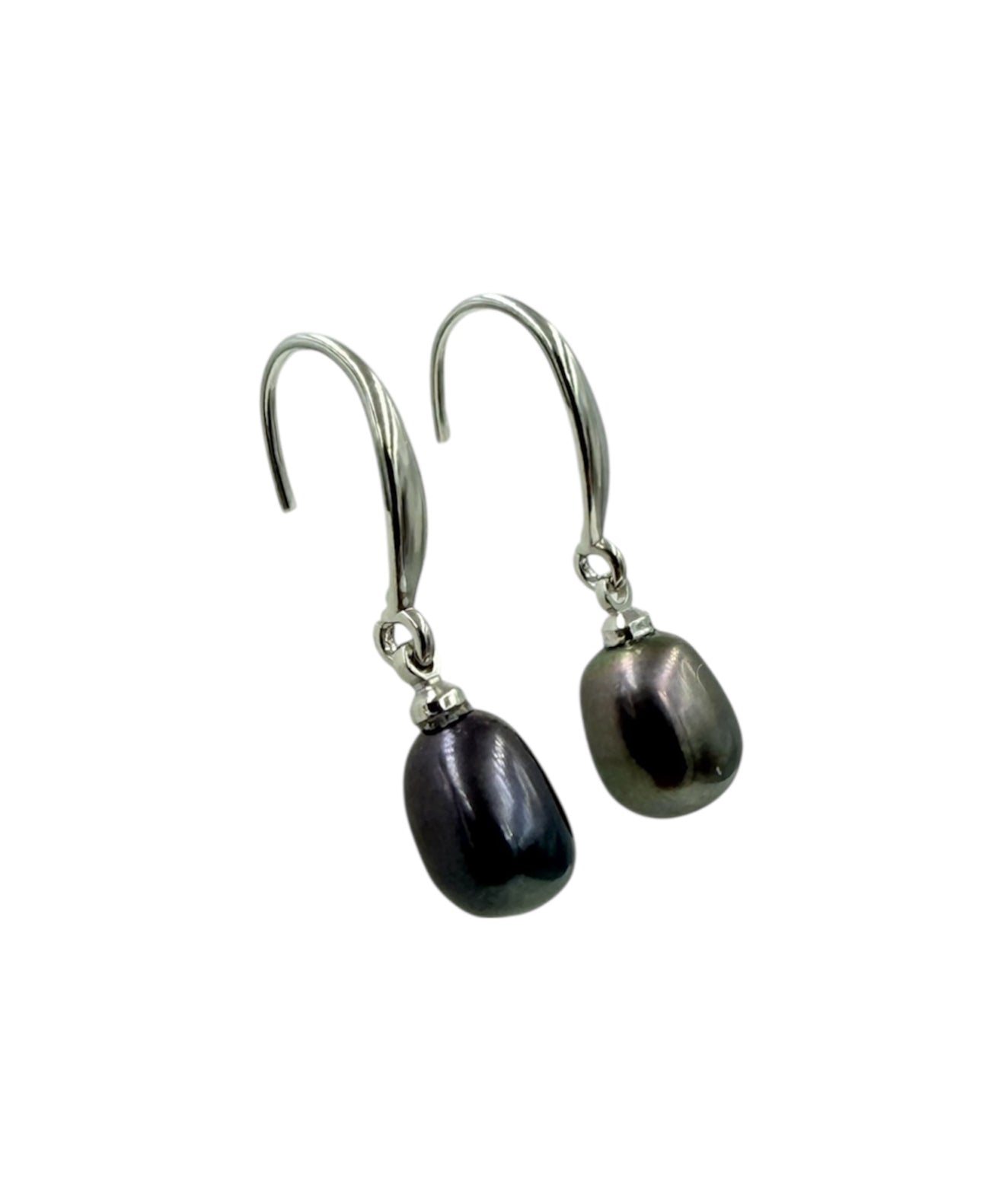 J7114 - Real Pearl Blue/Black Baroque Dangle Earrings - Rawhide Western Wear 
