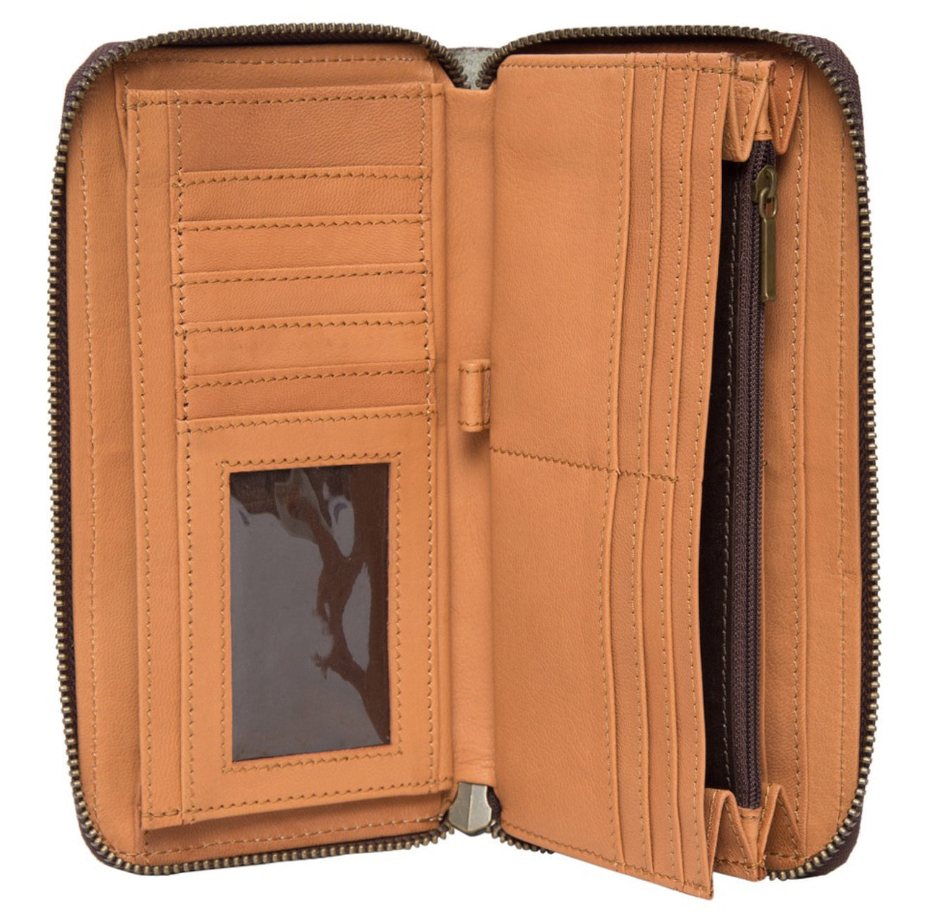 AW21T - Tooling Leather Cowhide Zippered Wallet