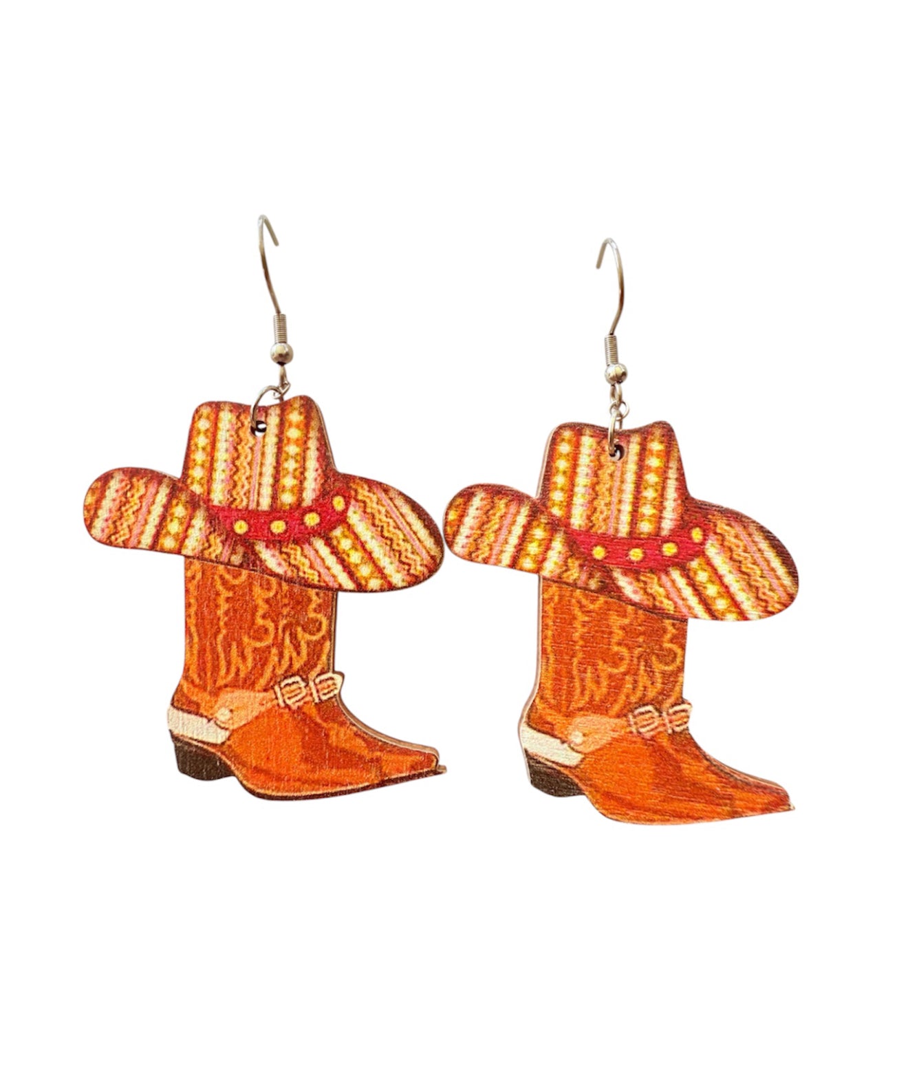 J6429 - Lightweight wooden  Boot Earrings - Rawhide Western Wear 
