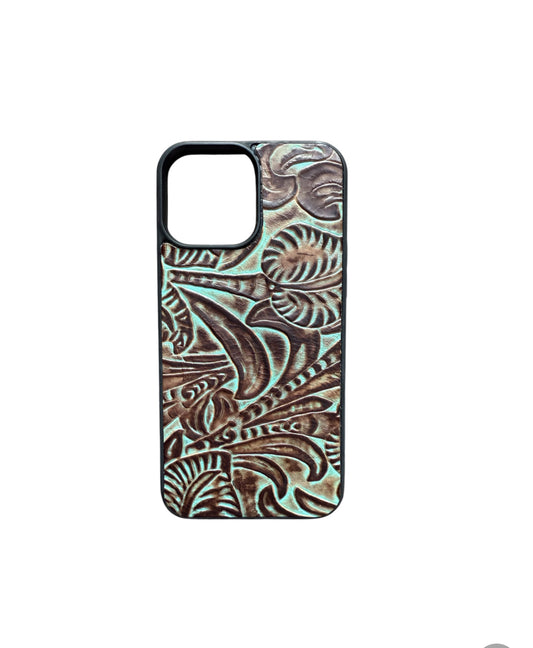 A8430 - IPhone 13 Pro Max Tooled Leather w Rubber Case