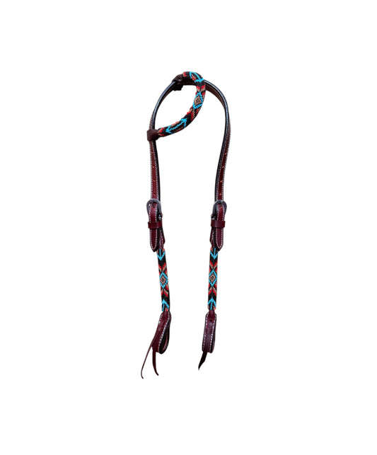 T5571G - Beaded One Ear Western Bridle Cob-Full