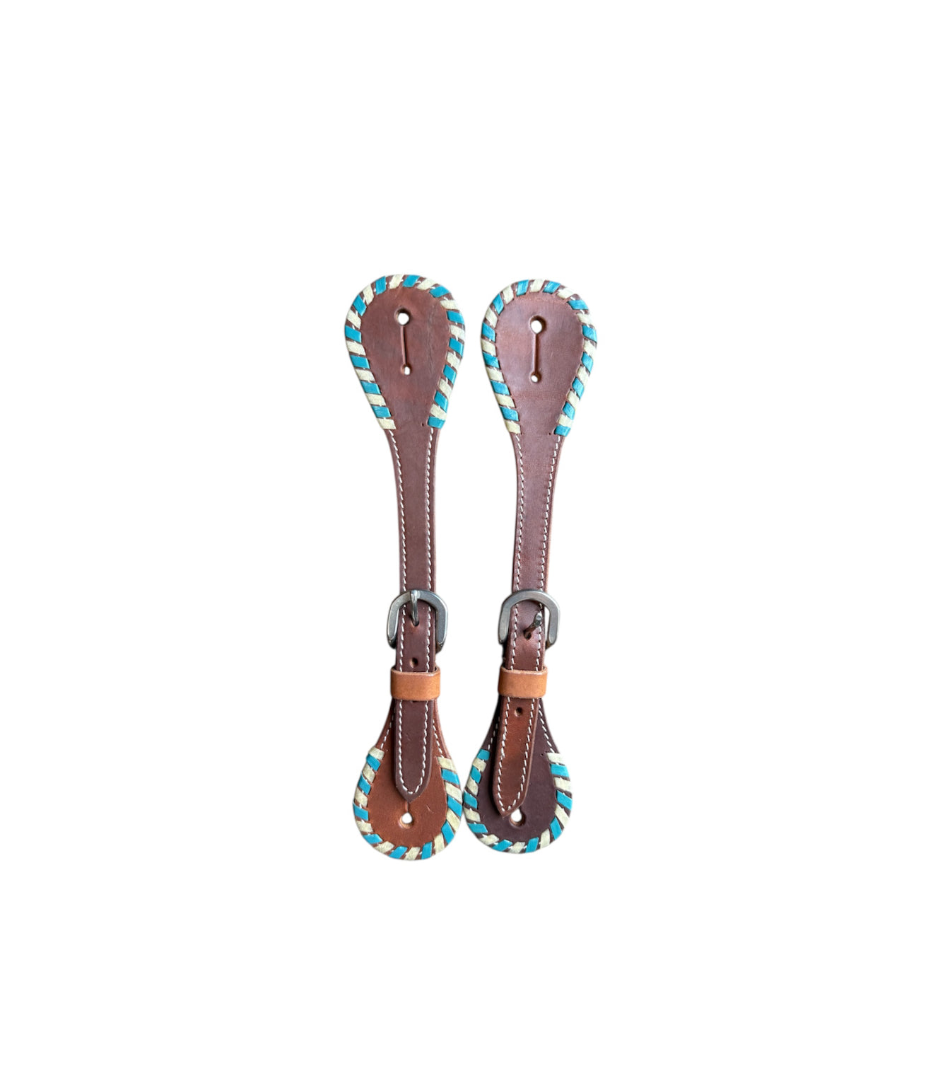 N337M - Ladies Spur Straps with Turquoise Leather trim