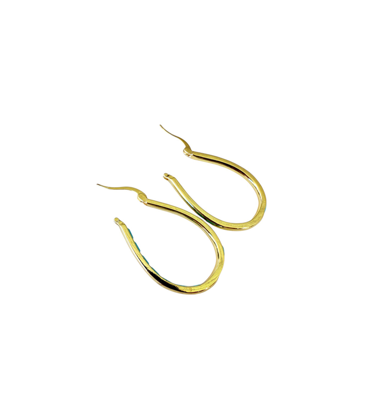 J6948 - Turquoise & Gold Colour Dangle Earrings - Rawhide Western Wear 