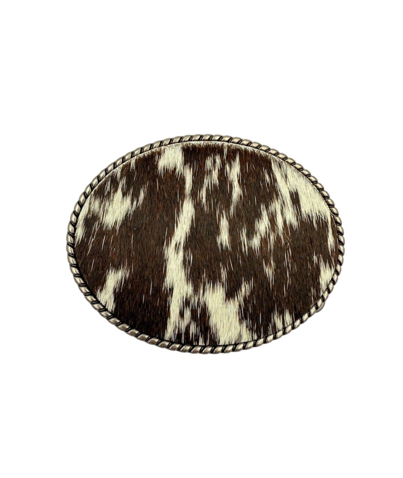 A8874A - Silver Antique Colour Western Buckle w Real Cowhide insert - Rawhide Western Wear 