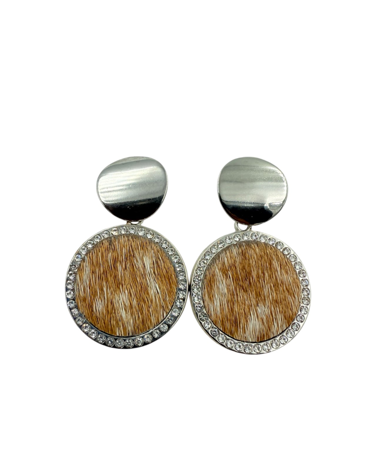 J6684I  - 100% Hair on Hide Earrings with Diamantes - Rawhide Western Wear 