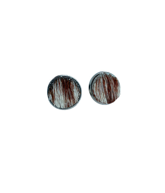 J6597A - 12mm Round Hide Stud Earrings - Rawhide Western Wear 