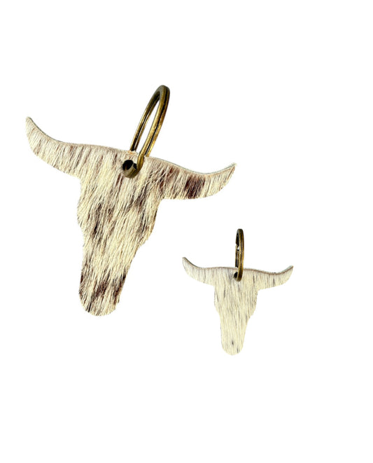 A8730 - Double Sided 100% Hair On Hide Leather Bull Keychain