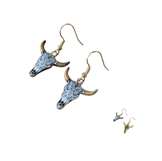 J6439C- Steer Head Earrings