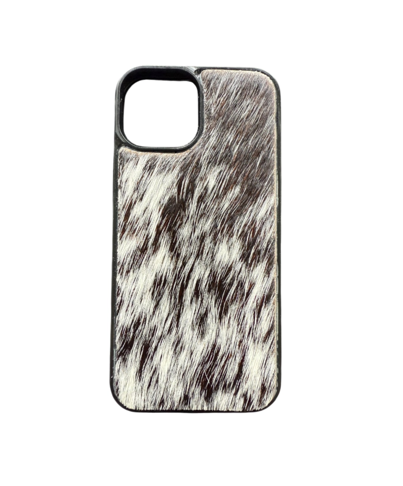 A8639 - IPhone 15 Hair on Hide Leather w Rubber Case - Rawhide Western Wear 