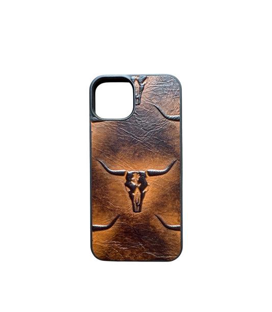 A8374 - IPhone 13 Tooled Leather w Rubber Case - Rawhide Western Wear 
