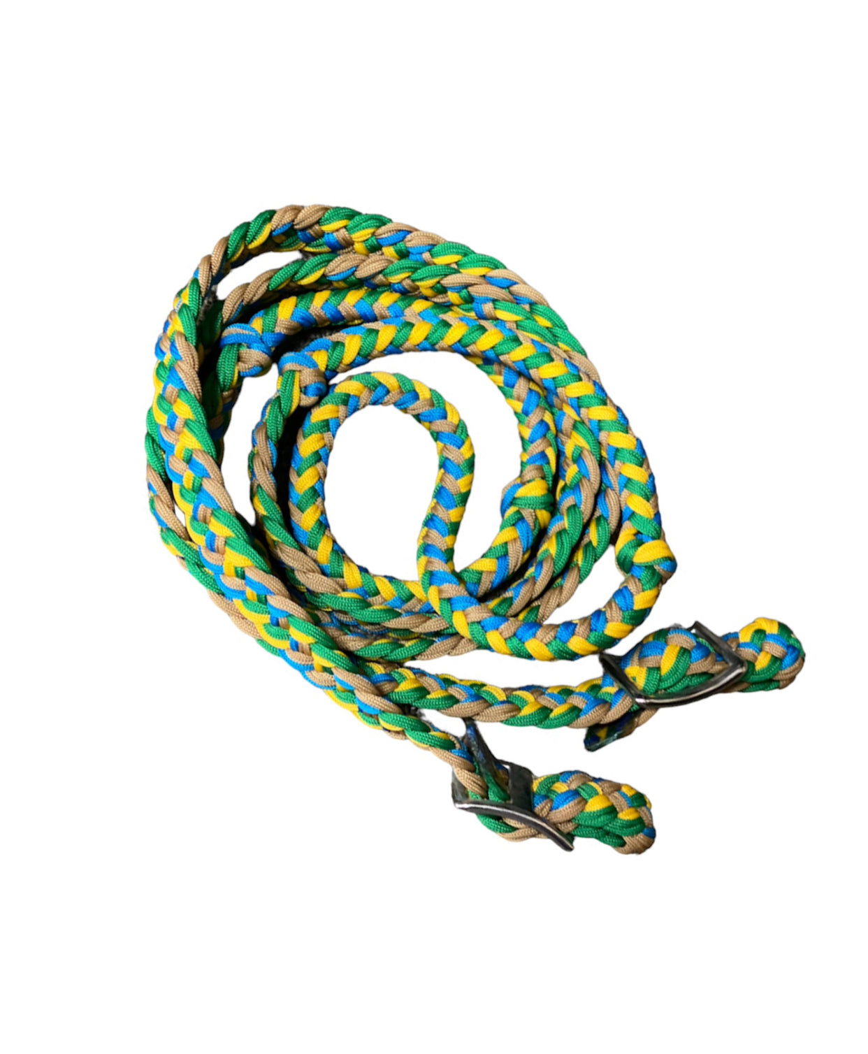 T5302  - Four Colour Braided Barrel Reins with Knots