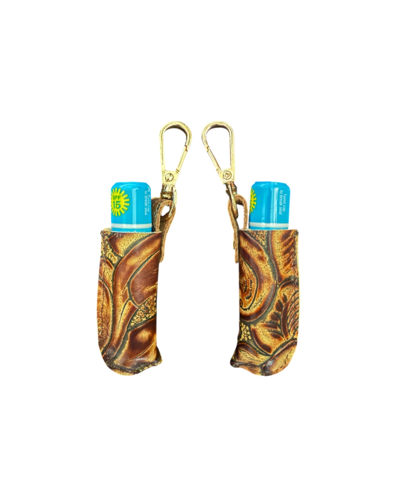 A9001 -  Real Tooled Leather Lip Balm Holder w Clip