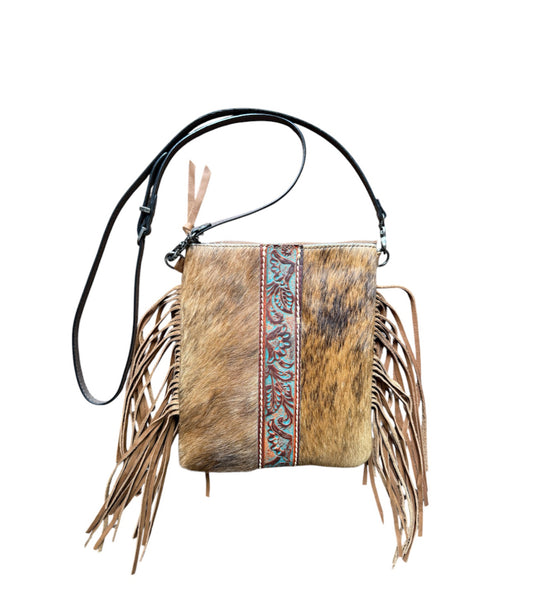 A8904A -  Genuine Leather Cowhide Fringe Crossbody
