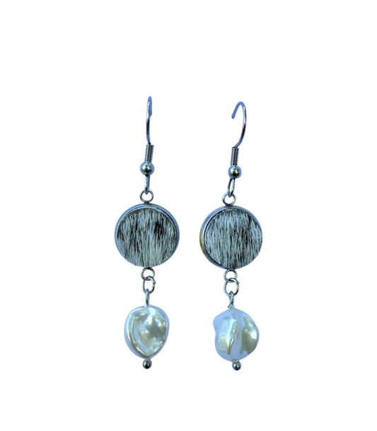 J6672B - 100% Hair on Hide Earrings with Pearl Drop