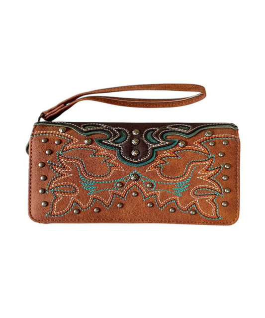 MW1253W002BR -  Montana West Embroidered Collection Wallet Brown