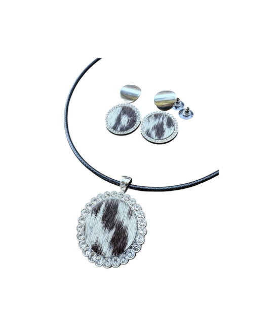 J6929 - 100% Cowhide Necklace & Earrings Set - Rawhide Western Wear 