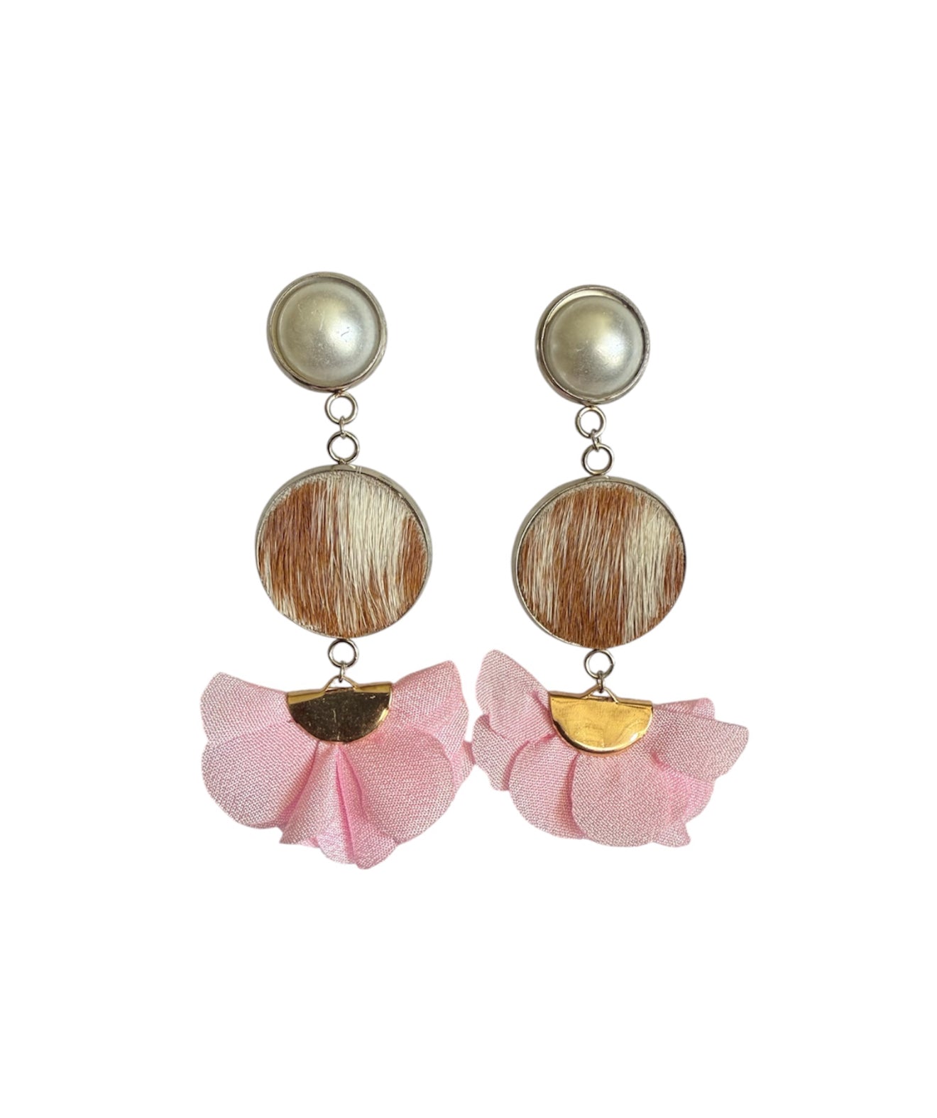 J7075A - Flower 100% Hair on Hide Earrings - Rawhide Western Wear 