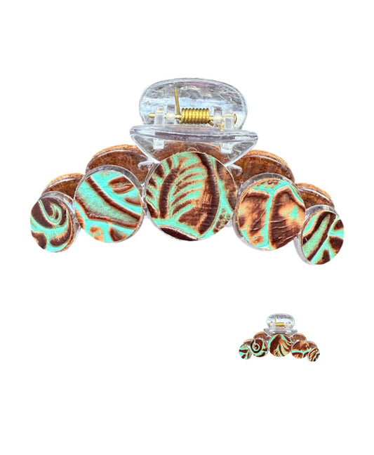 J6893 -  Tooled Leather Large Hair Claw Clip