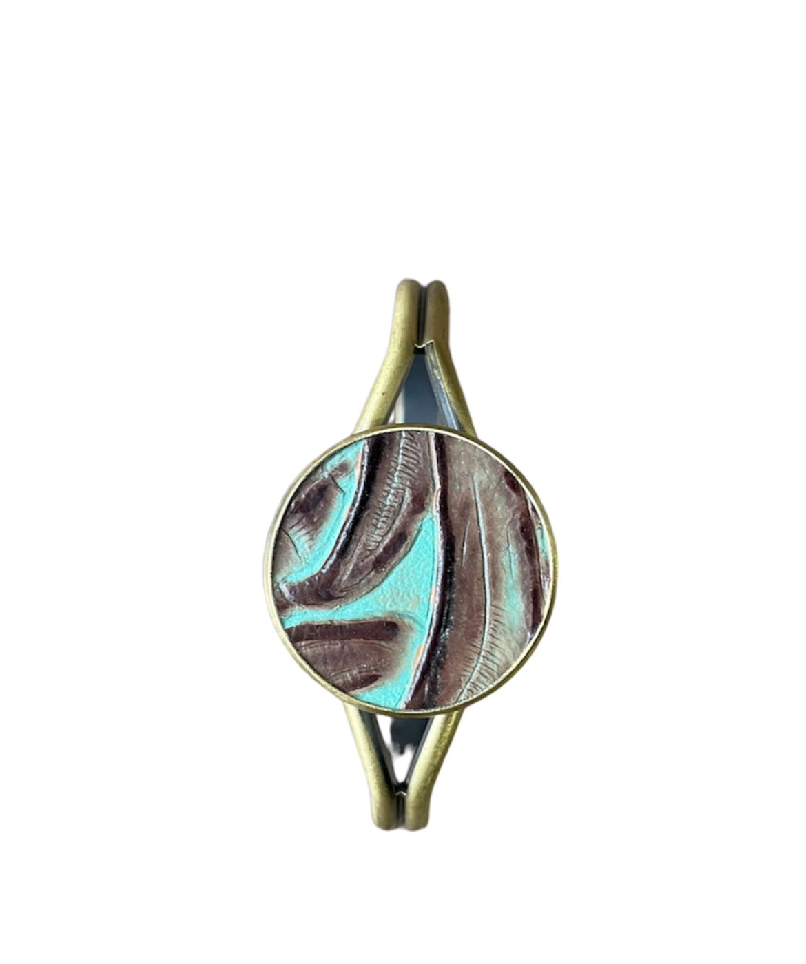 J6865 - 3/4 Bangle w Tooled Leather Bezel