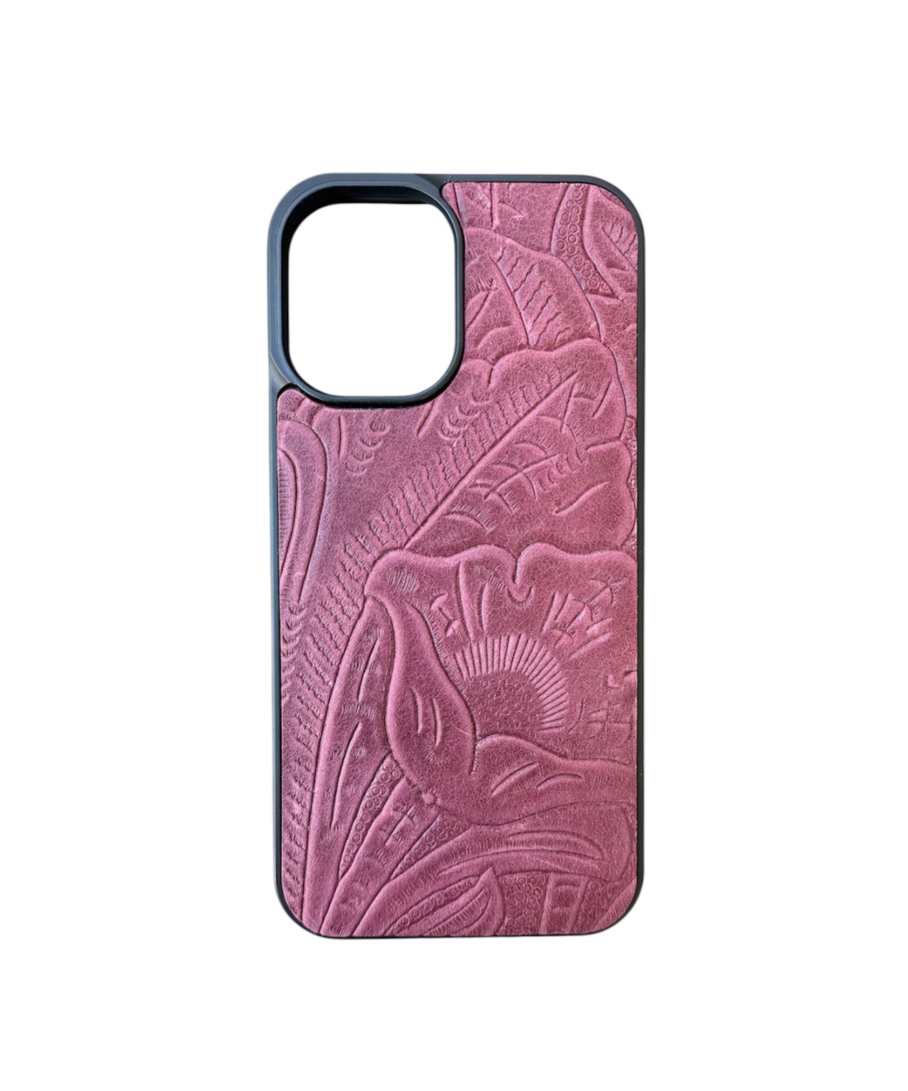 A8805 - IPhone 16 Tooled Leather w Rubber Case - Rawhide Western Wear 