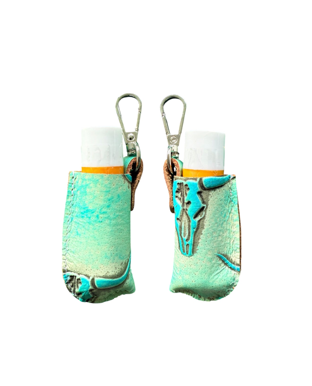 A9005 -  Real Tooled Leather Lip Balm Holder w Clip