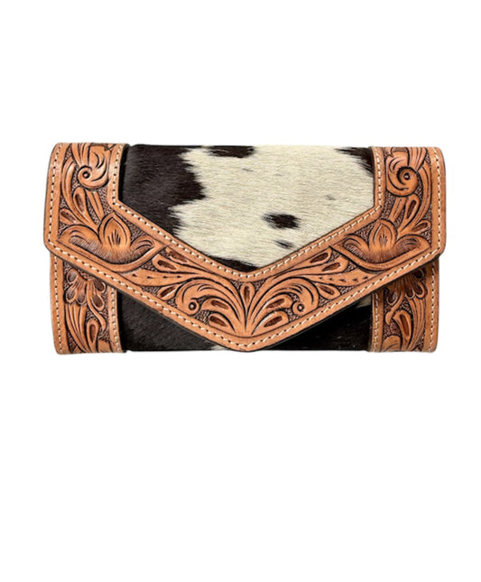 AW26C - Tooling Leather Trifold Cowhide Wallet