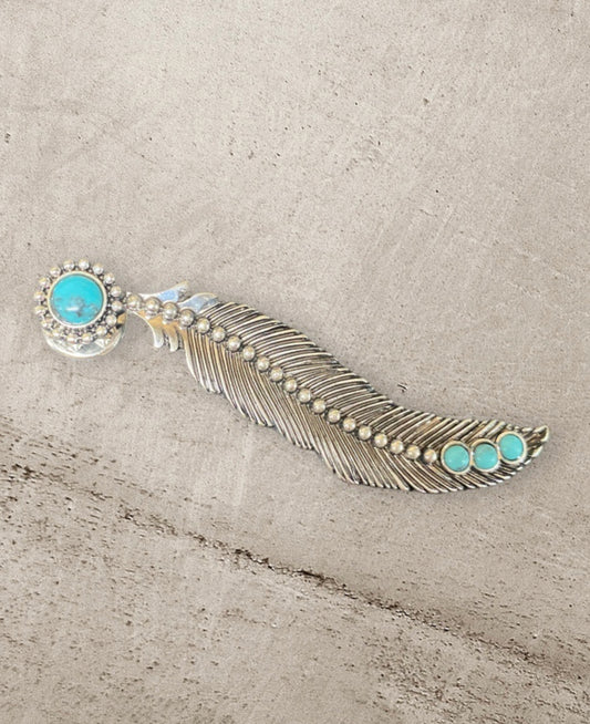 J6699S - Metal Feather Stone Hat Pin