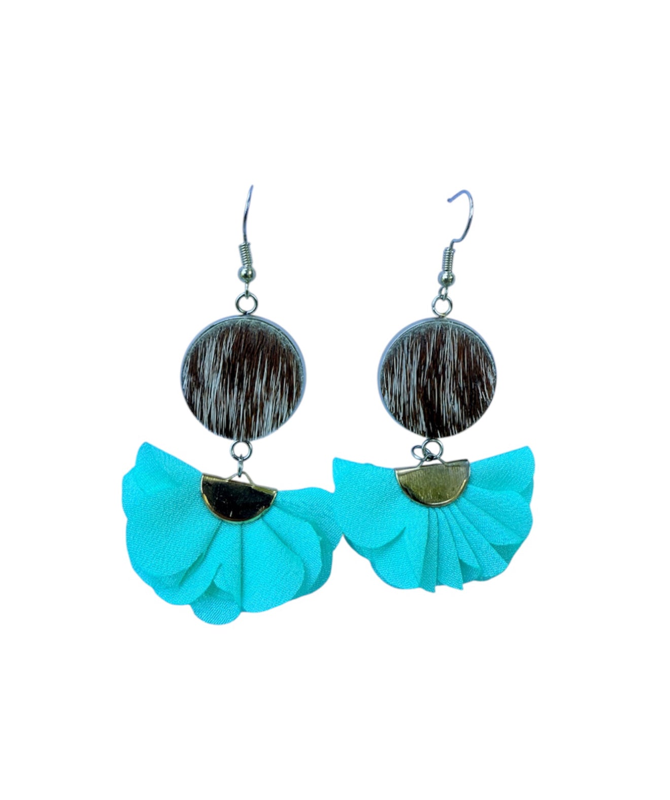 J7074 - Flower 100% Hair on Hide Earrings