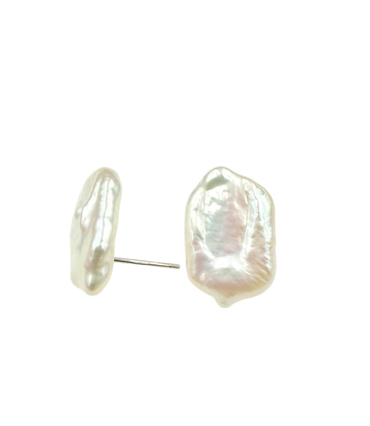 J7061 - Real Pearl Baroque Stud Earring