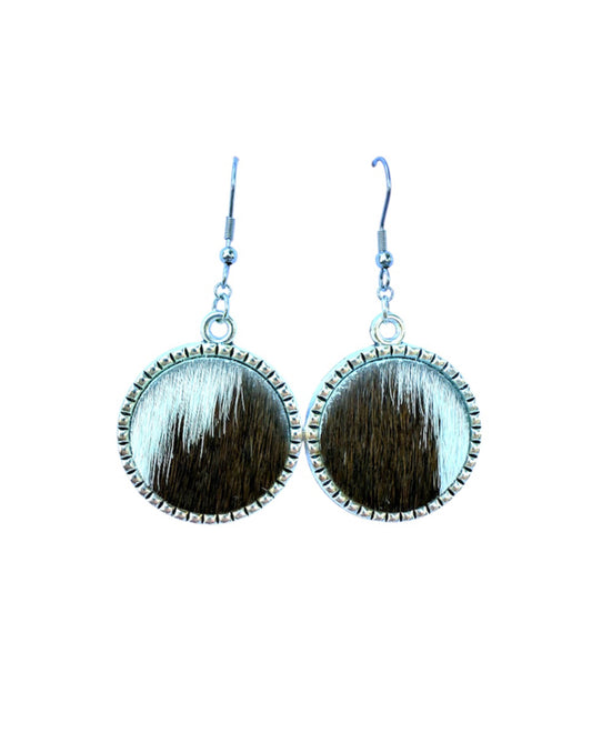 J6602 - Round Hide Fishhook Earrings