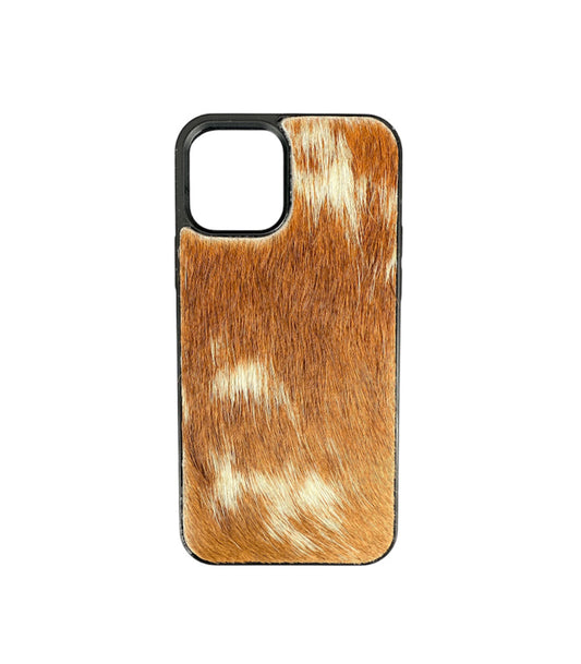 A8619 - IPhone 12/12Pro Hair on Hide Leather w Rubber Case